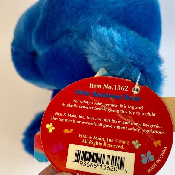 First and Main vintage blue teddy bear, rainbow series plush, collectible - Picture 4 of 8
